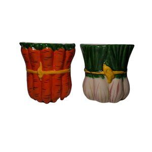 Italian Wall Pocket Set Onions Leeks Carrots Vegetables Italy Kitchen Decor
